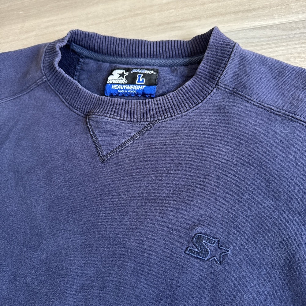 Vintage Starter PRO 80 Heavyweight‎ Sweatshirt Navy Crewneck Men's L Y2K Boxy